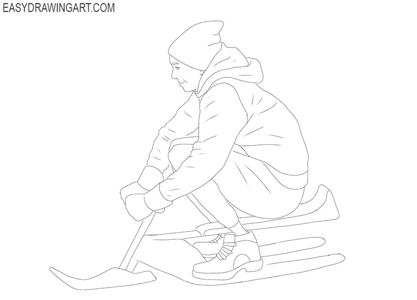 realistic Sledding drawing