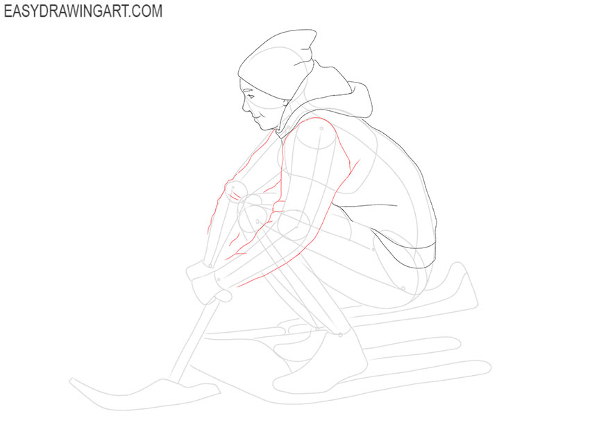 cartoon Sledding drawing