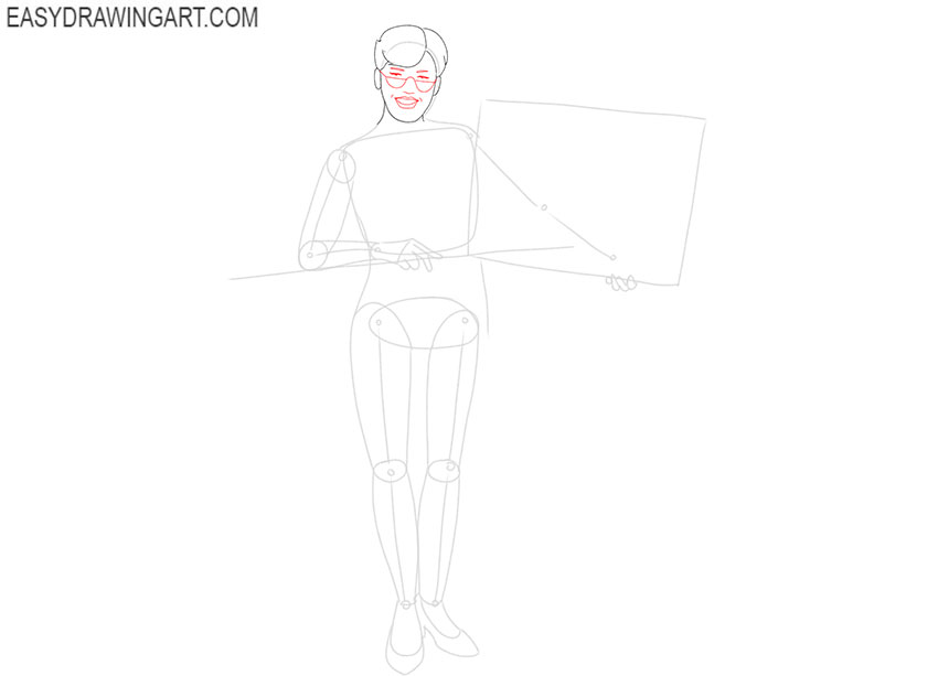 how to draw a cute teacher easy