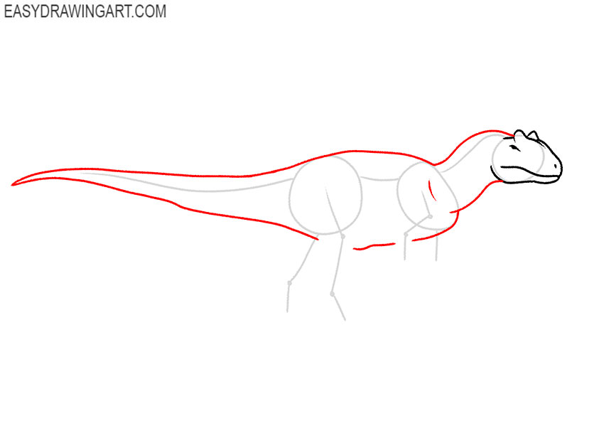 how to draw allosaurus for beginners