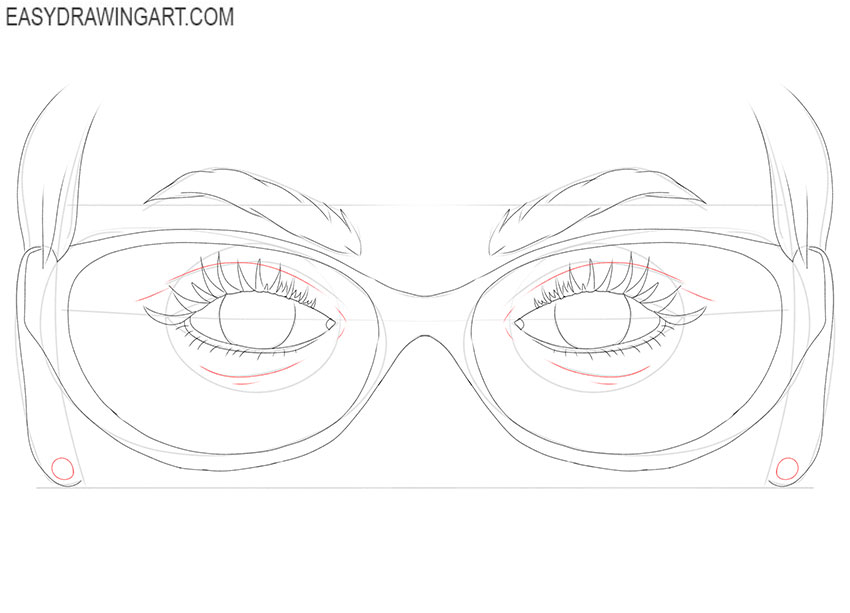 cartoon Eyes with Glasses drawing