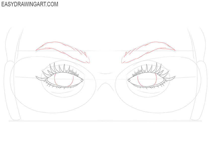 Eyes with Glasses drawing guide