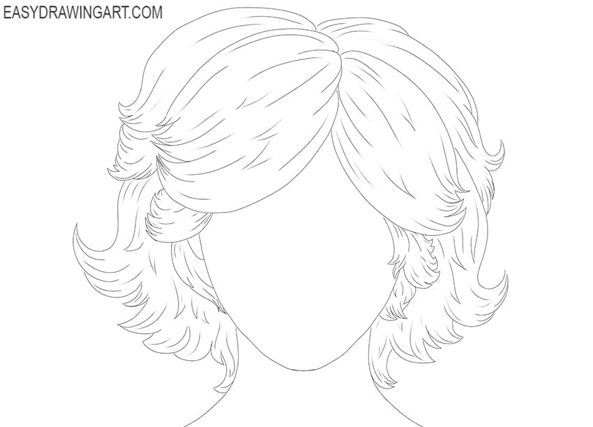 Fluffy Hair drawing step by step