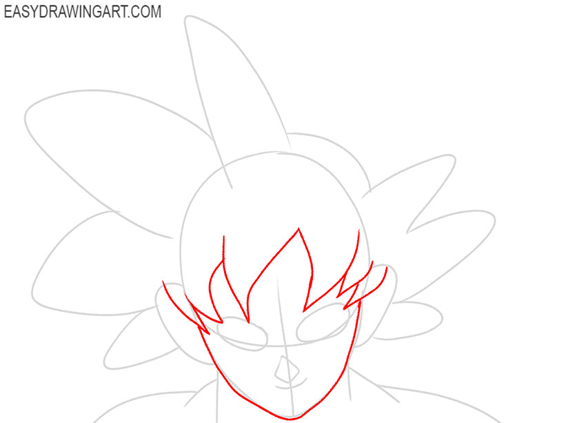 how to draw goku face for beginners