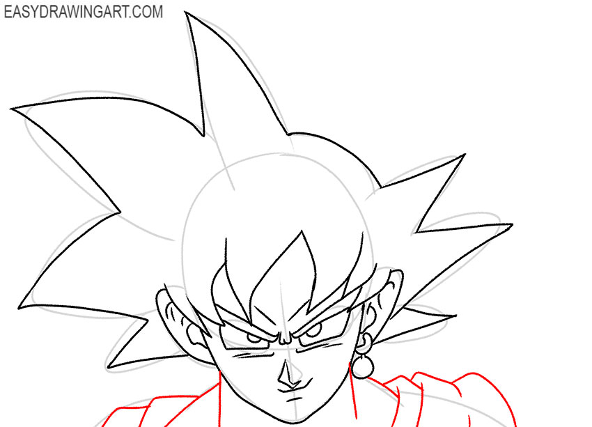 simple goku face drawing for beginners