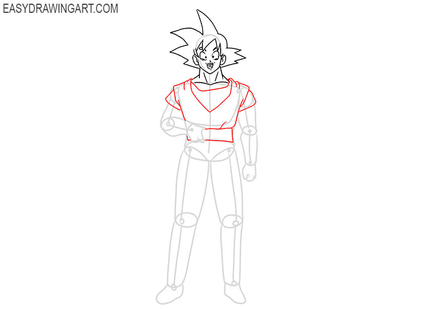 how to draw goku full body easy