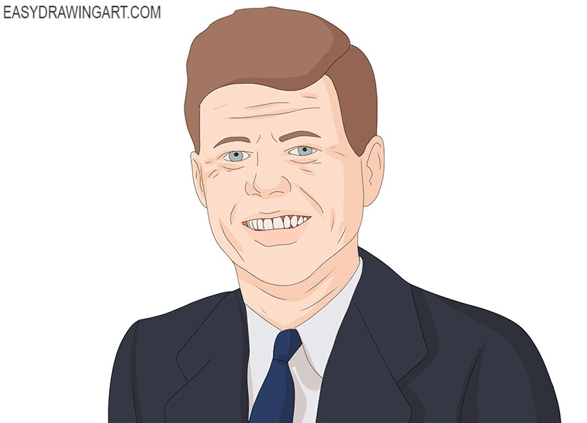  cartoon John F. Kennedy drawing step by step