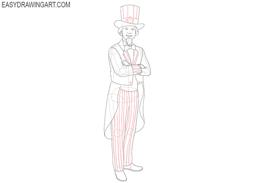How to Draw Uncle Sam for beginners
