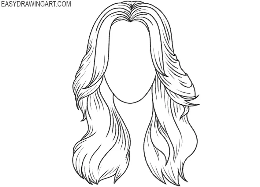 simple Wavy Hair drawing