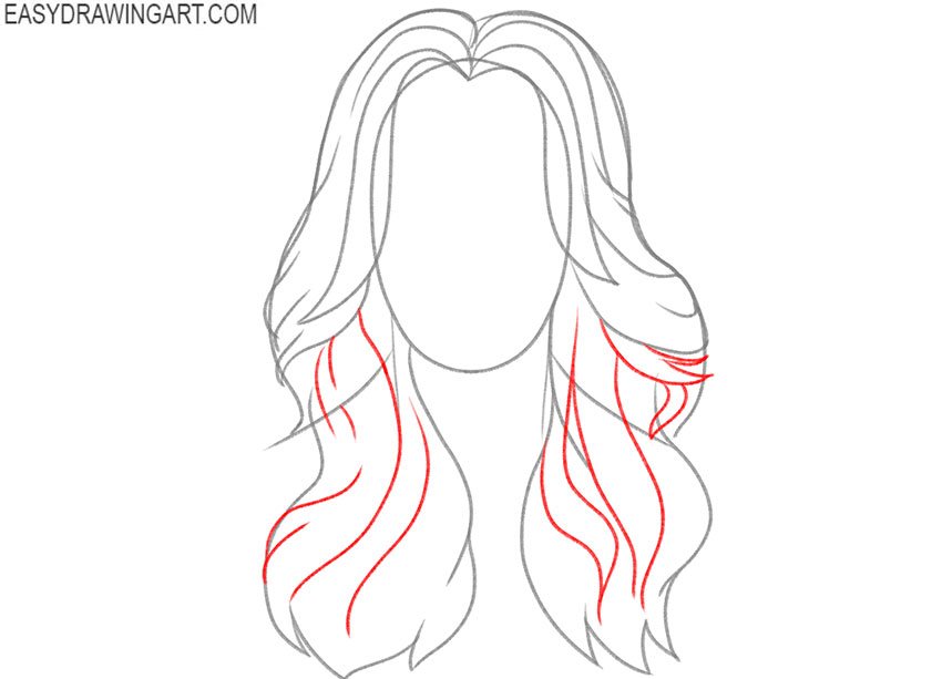 how to draw wavy hair female step by step