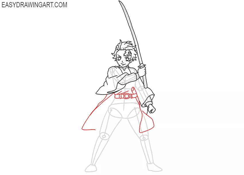 how to draw tanjiro art simple