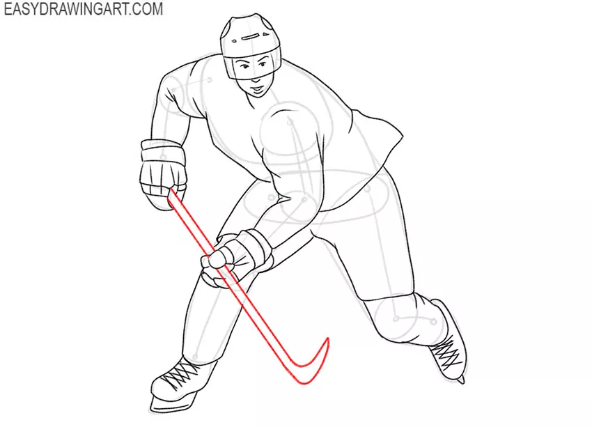 Ice Hockey Player Black And White Outline Drawing Stock Illustration -  Download Image Now - Athlete, Cartoon, Characters - iStock