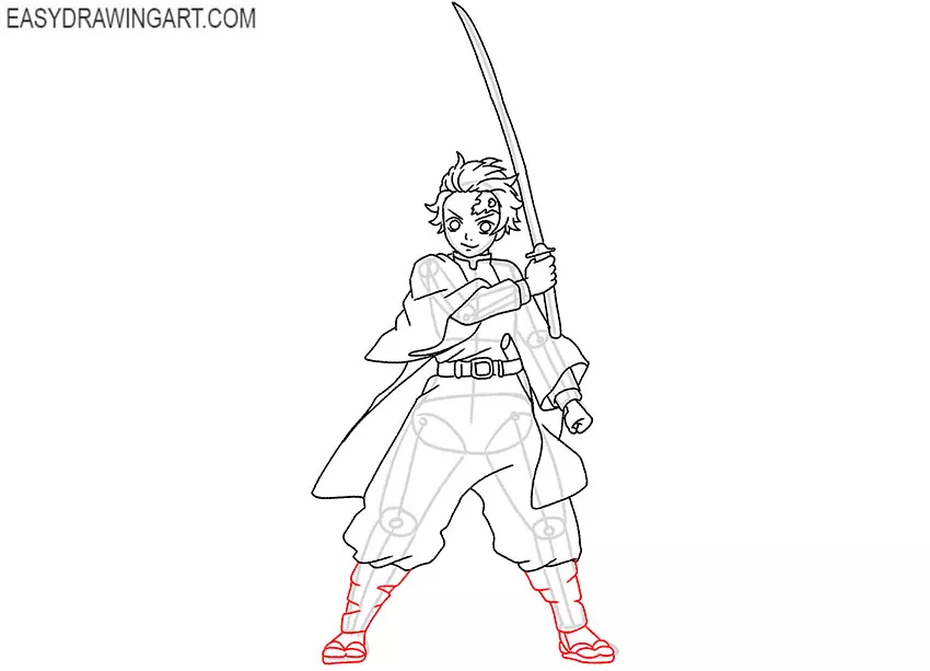 how to draw tanjiro cute
