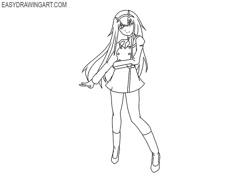 realistic zero two drawing