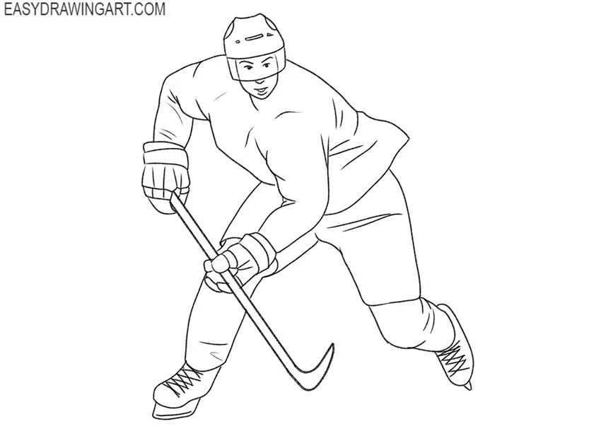 cartoon hockey player drawing