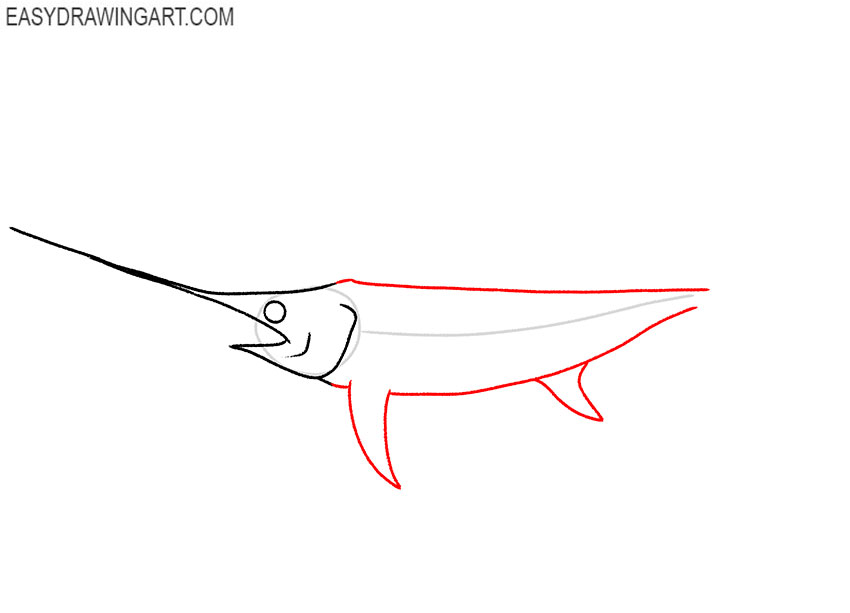how to draw a swordfish step by step
