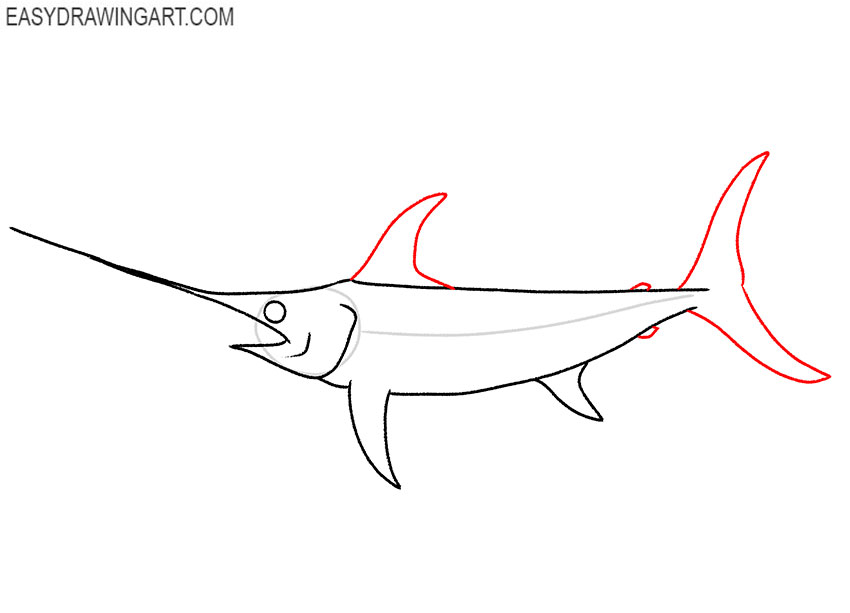 how to draw a swordfish simple