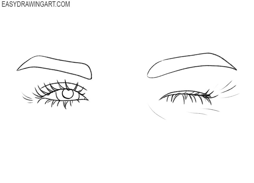 how to draw an eye winking