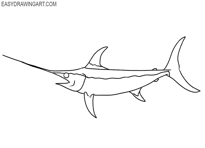 how to draw a cartoon swordfish