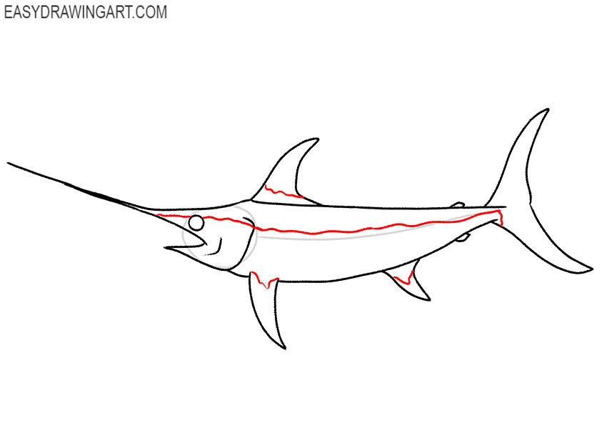how to draw a realistic swordfish
