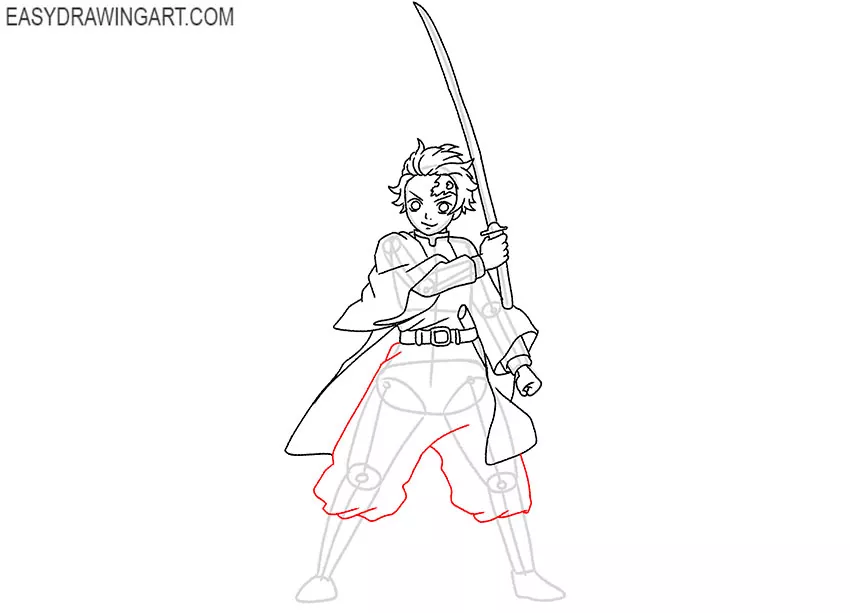how to draw tanjiro angry