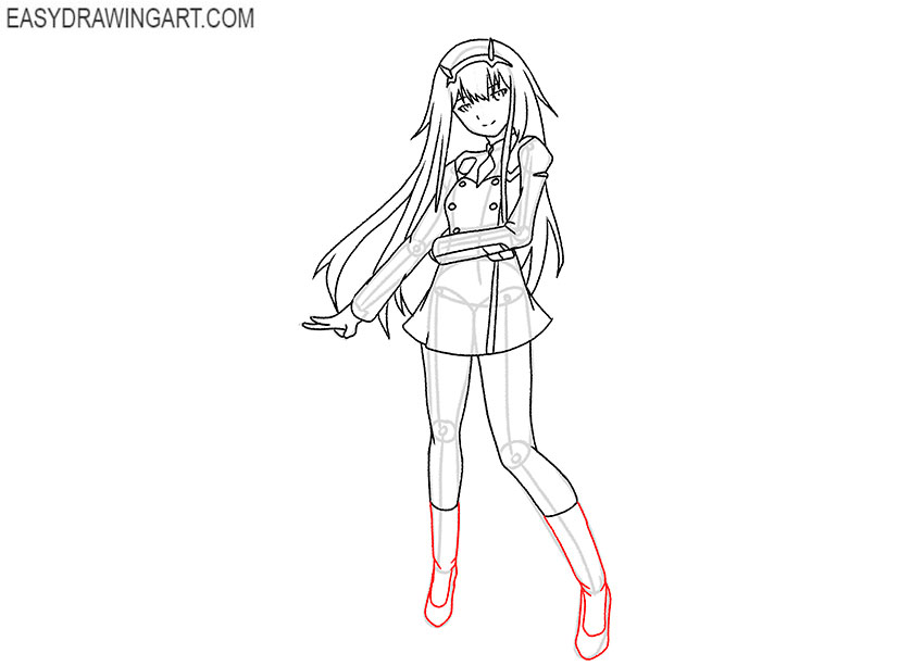 cartoon zero two drawing