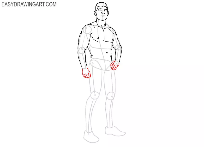 cartoon muscular man drawing