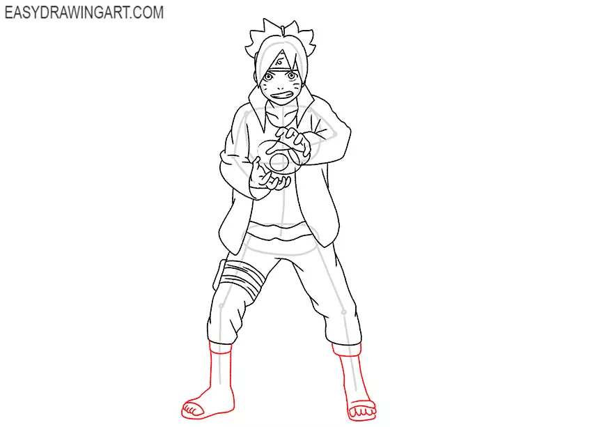 how to draw boruto step by step