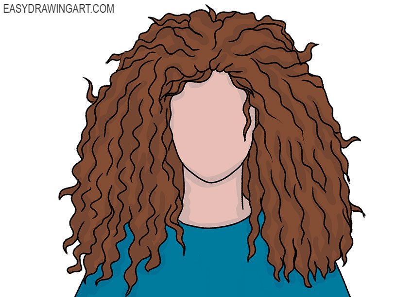 Curly Hair Girl White Transparent, Girl With Curly Hair, Hair Drawing, Hair  Sketch, Black Brown PNG Image For Free Download
