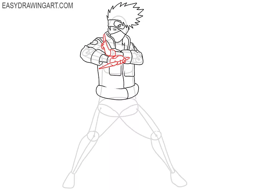 how to draw kakashi full body easy