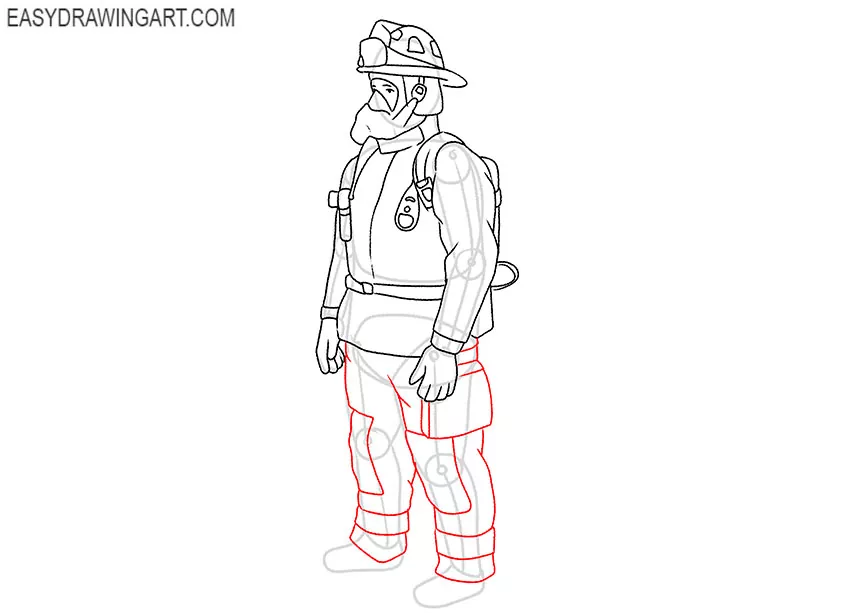 cartoon firefighter drawing