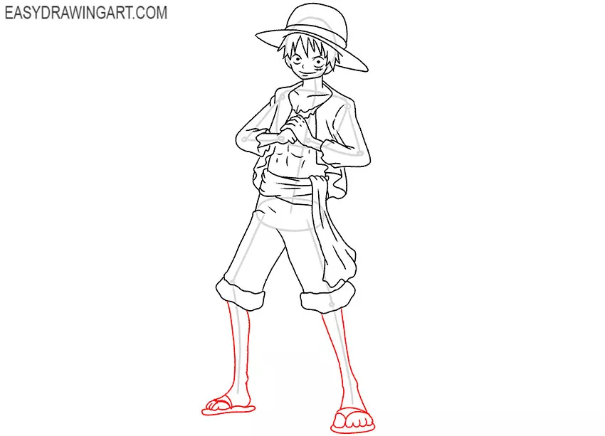 how to draw luffy head