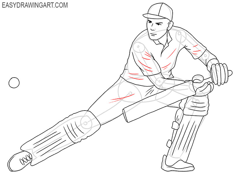 easy cricketer drawing
