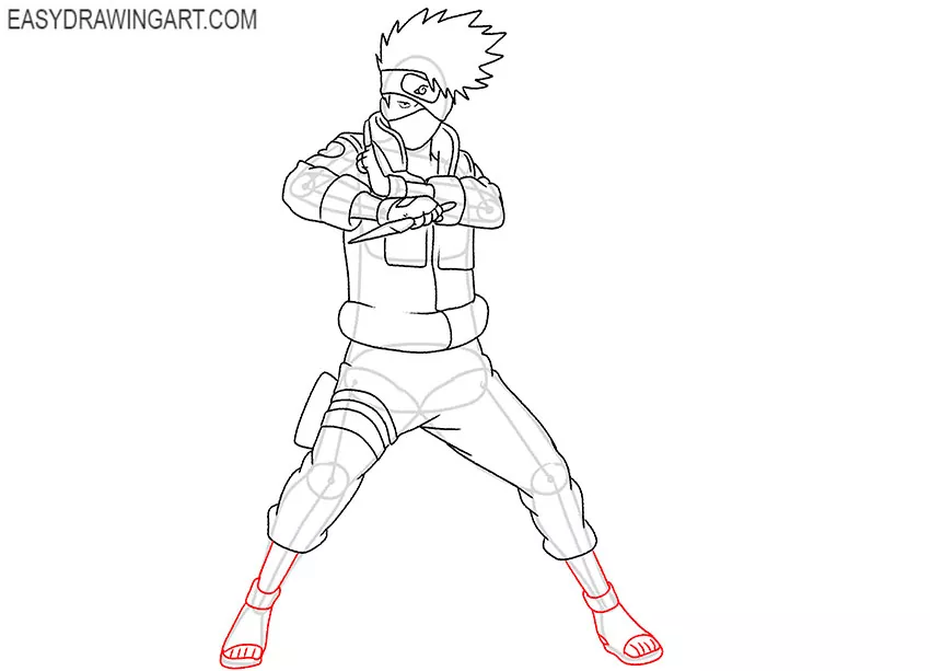 How to draw Kakashi Hatake from Naruto anime - Sketchok easy drawing guides
