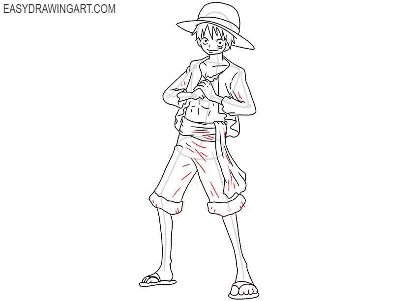 how to draw luffy for beginners