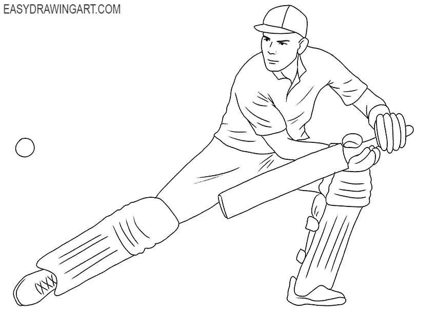 cartoon cricketer drawing