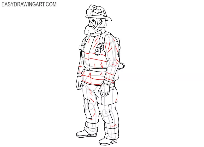 firefighter drawing step by step