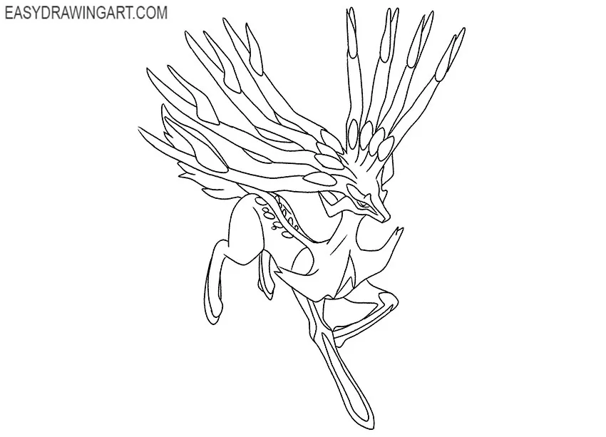 how to draw xerneas for beginners