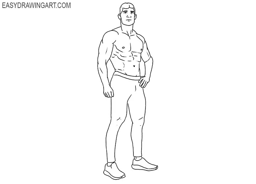 muscular man drawing step by step