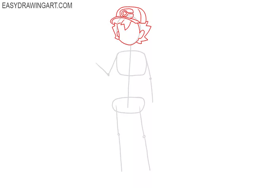 how to draw ash ketchum step by step