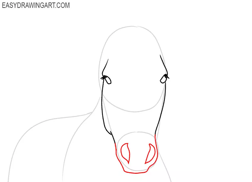 how to draw a horse face step by step easy