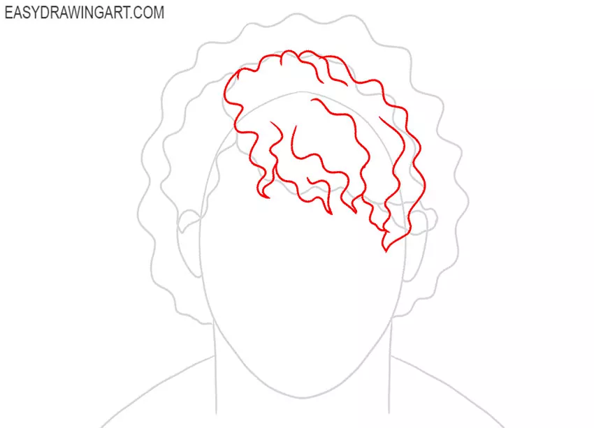 how to draw curly hair male step by step
