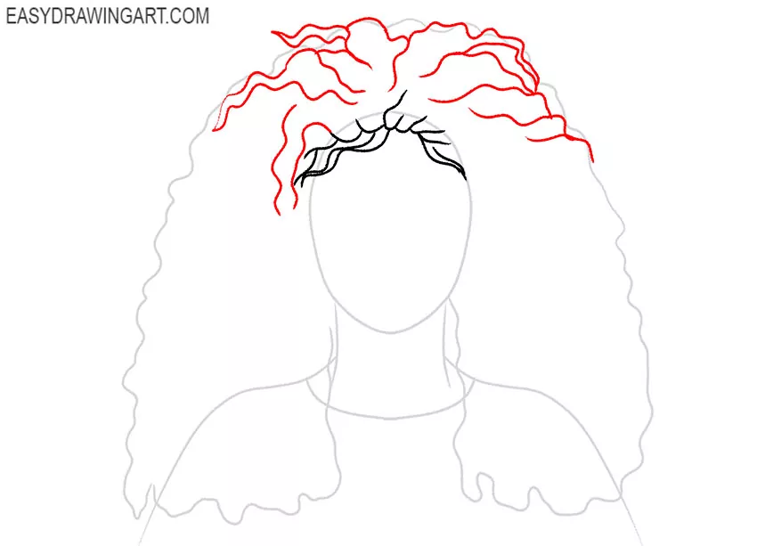 how to draw curly hair simple