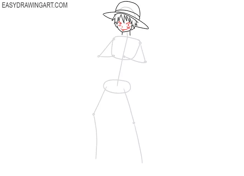 how to draw luffy body