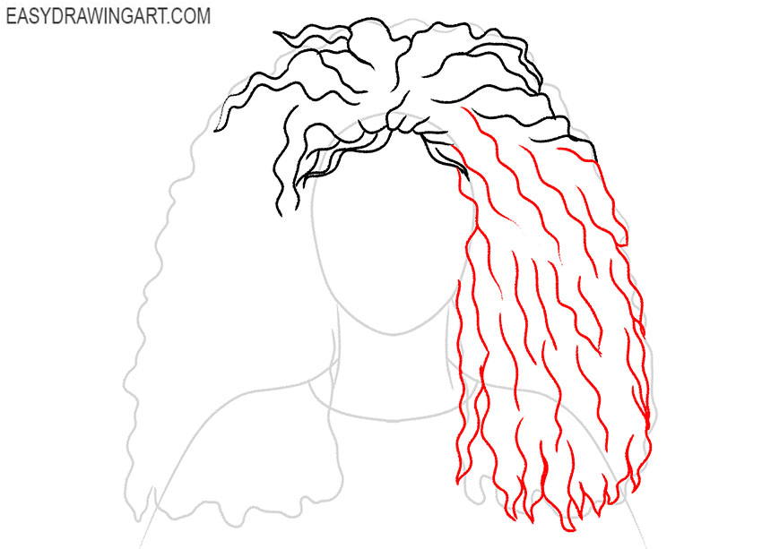 Clip Art Drawing Of Black Girls - Curly Hair Girl Drawing, HD Png Download  - vhv