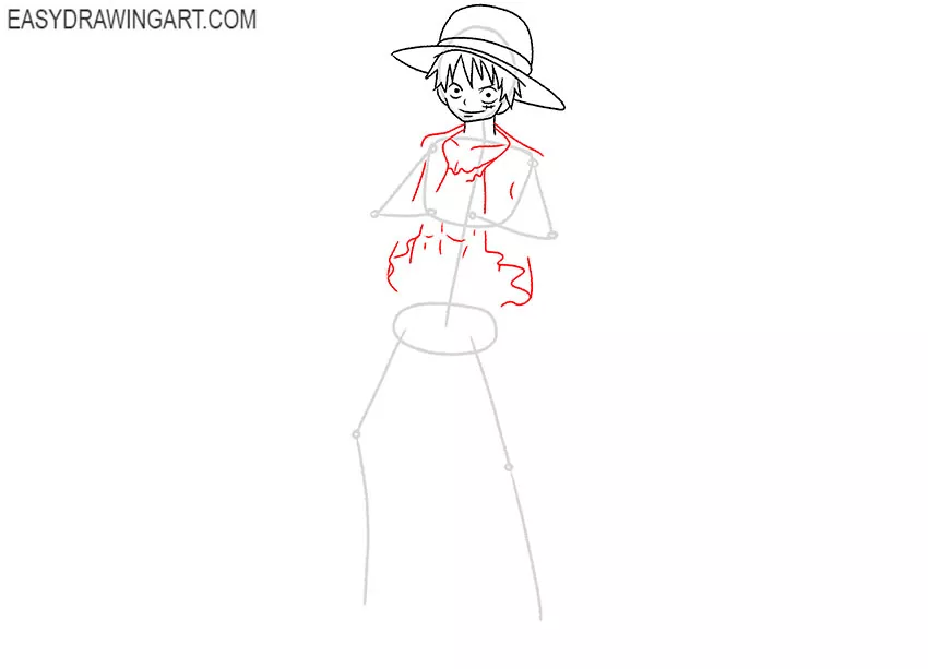 how to draw luffy full body