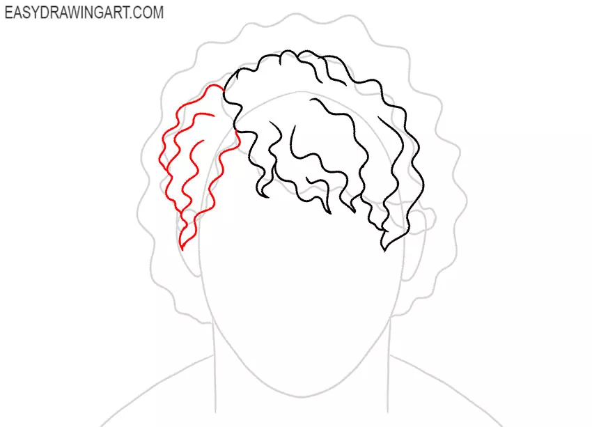 how to draw realistic curly hair male