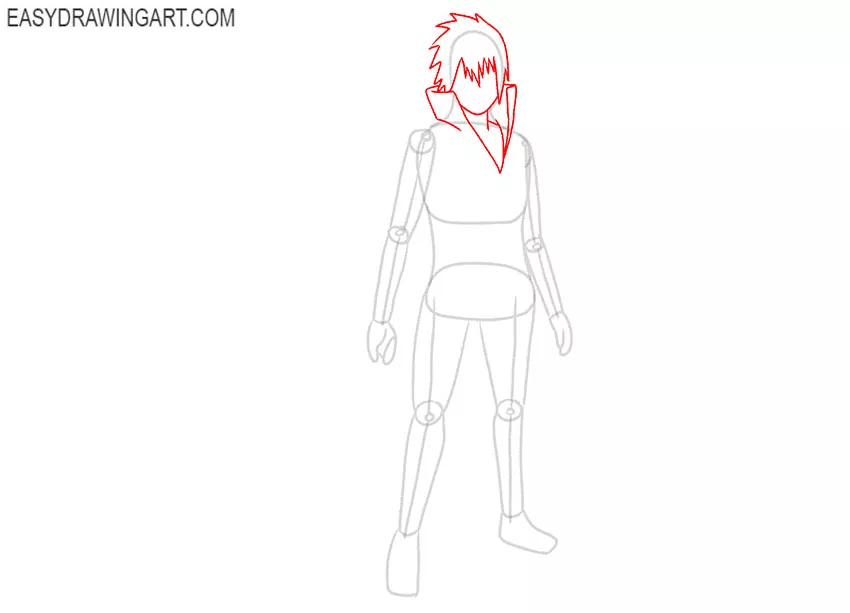 how to draw sasuke easy step by step