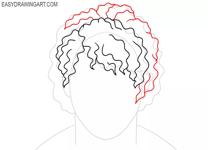 simple how to draw curly hair male