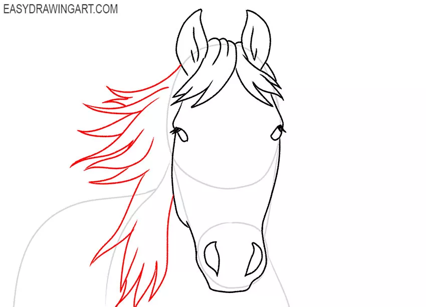 how to draw a simple horse face
